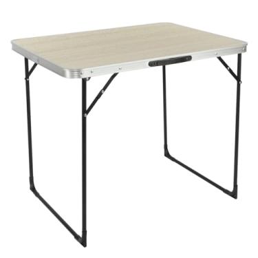 Imagem de J&V TEXTILES Mesa dobrável retangular portátil com alça (madeira flutuante, 2,63 pés)