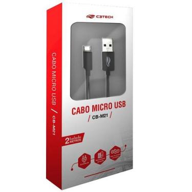 Imagem de Cabo USB X Micro USB 2M 2A CB-M21BK Preto C3 TECH - C3TECH