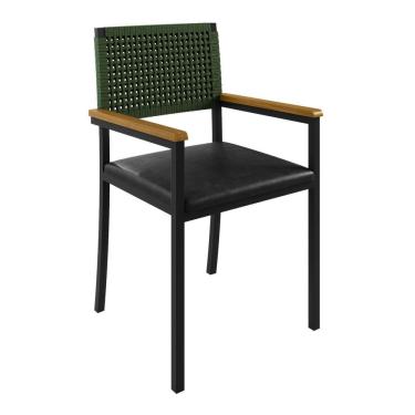 Imagem de Cadeira para Sala de Jantar com Braço Madri Preto/Verde