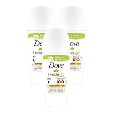 Imagem de Kit 3 Desodorante Antitranspirante Roll-on Dove Invisible Dry com 50ml