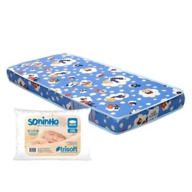 Imagem de Colchão Berço Chiqueirinho Ortobom 70x100x10Cm + Travesseiro
