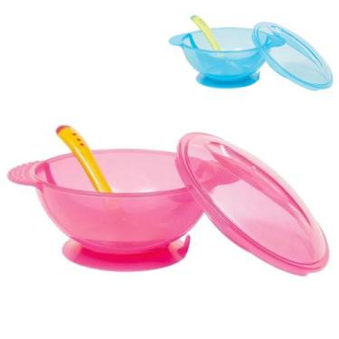 Imagem de Kit Prato Bowl Com Tampa Colher Buba Refeição Menino Menina - Buba Bab