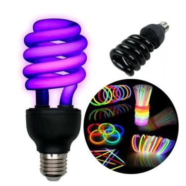 Imagem de Kit Festa Lâmpada Luz Neon Negra 36w e 10 Pulseiras que Brilham - Luat