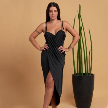 Imagem de Saída De Praia Canelado Vestido Envelope Canga Várias Amarrações Femin