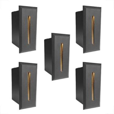 Imagem de Kit 5 Balizador Parede Escada Risk Embutido Led 3000K Bet49 - Acende A