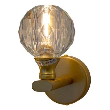Imagem de Arandela Cristal Cognac Com a Base Dourada 1 Lâmpada E14 Eletrorastro