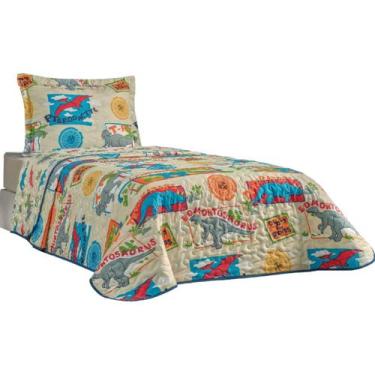 Imagem de Kit Colcha Solteiro e Jogo de Cama 4 Pç Infantil Cobre Leito - DECORA 