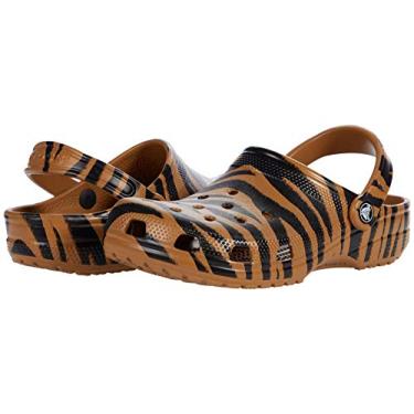 Imagem de Crocs Unissex - Tamancos com estampa de animal clássico adulto | Sapatos de zebra e leopardo, Estampa de ouro escuro/zebra, 4 Women/2 Men