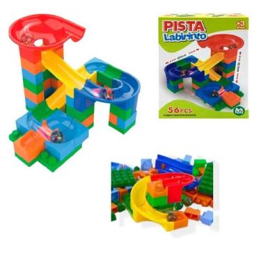 Imagem de Pista Corrida Bolinha Gude Blocos Montar Labirinto 56 Pçs - Arktoys