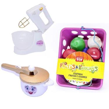 Imagem de Cozinha Infantil Menina Kit Brinquedo Batedeira Mercado 15pç - Altimar