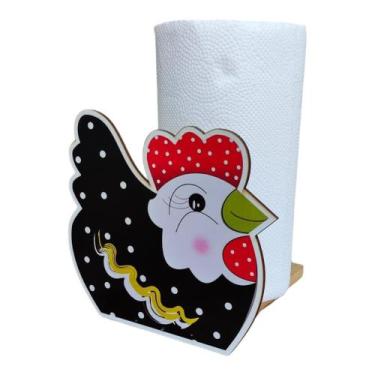 Imagem de Porta Rolo de Papel Toalha Galinha - mdf Adesivado - DECORE CASA