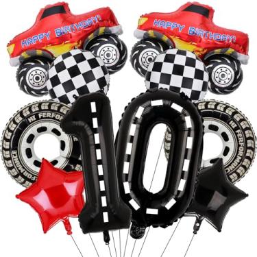 Imagem de Monster Truck Birthday Number Foil Balloon for Monster Truck 10th Birthday Race Car Theme Party Supplies (10th)