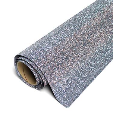 Imagem de Siser Glitter HTV Rolo de 3,5 m x 5 m - Vinil de transferência de calor a ferro (preto prata)
