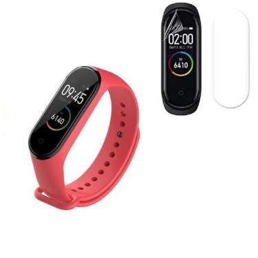 Imagem de Pulseiras Nsmart compatíveis com Mi Band 4 + Película, Vermelho