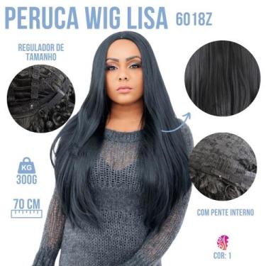 Imagem de Peruca Lace Wig Lisa Com Franja -Importada - Fibra Futura - 70CM - Com
