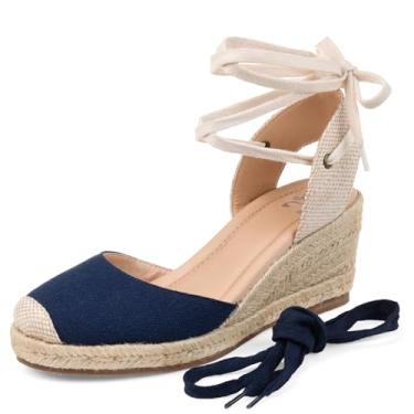 Imagem de Brinley Co Espadrille anabela feminino Comfort, Azul, 11