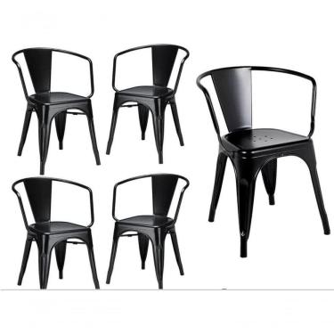 Imagem de Kit 5 Cadeiras Iron Tolix Francesinha Industrial Com Apoio De Braços Pretas