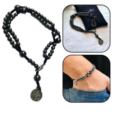 Imagem de Pulseira Terço De Pulso Medalha São Bento Hematita - FORNECEDOR 6