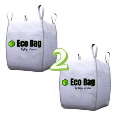Imagem de 2 Big Bag Entulho 1000kg 90x90x120 cm 1m³ Modelo Ref C1 Ensacar Recicl