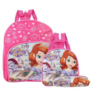 Imagem de Kit Mochila Escolar Pequena Princesa Sofia Lancheira+Estojo - TOYS 2U