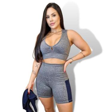 Imagem de Conjunto Fitness/Femenino Top com Bojo e Short Cintura Alta - Gringas 