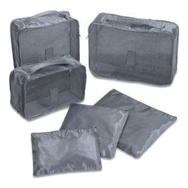 Imagem de Kit 6 Peças Necessaire Organizadora De Mala Viagem Travel - oem, Azul,