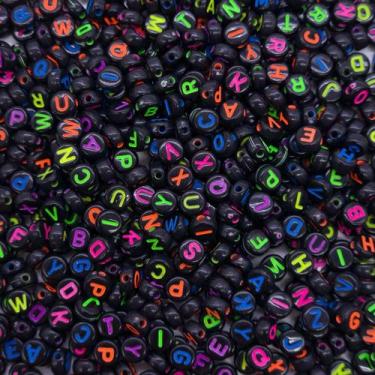 Imagem de Miçanga Passante Letras Colorida 7mm 500pçs 75g Alfabeto Escolha o Mod