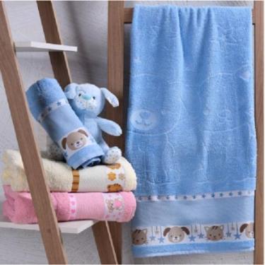 Imagem de Toalhas De Banho Infantil Pets Baby 75x110cm Com Barra Ponto Cruz Com 