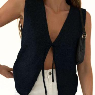 Imagem de Regata colete cordão amarração moda tendência verão tricot - FIORELLA 