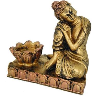 Imagem de Buda Tailandês Com Castiçal Para Incenso 05526 - Mana Om By Ello, ouro