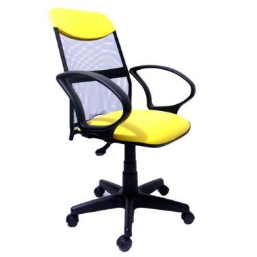 Imagem de Cadeira de Escritório Diretor  Pistão a gás preta corano amarelo - RB 