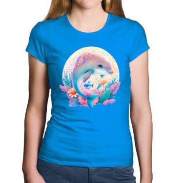 Imagem de Baby Look Algodão Golfinho Fofo - Foca na Moda, Azul, G