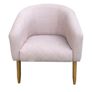 Imagem de Poltrona Estela Tresse Boucle Rosa Chá - Dominic Decor