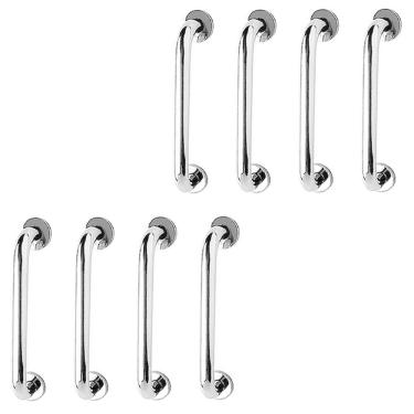 Imagem de Barra de Apoio 40cm Inox Kit 8 Unidades Idoso Gestante Cadeirante Banheiro Box Casa Suporte Corrimao Acessibilidade Segurança