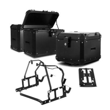 Imagem de Baú traseiro roncar + baú lateral + suporte lateral f 800 gs alumínio 