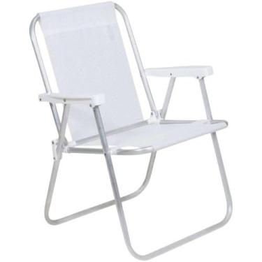 Imagem de Cadeira de Praia Alta em Alumínio e Sannet Branca BEL