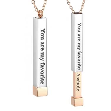 Imagem de SKQIR Be Kind of a Badass Colares femininos com mensagem oculta para melhores amigas irmãs, presentes inspiradores engraçados, colares com pingente de barra vertical, joias, presentes de mordaça para