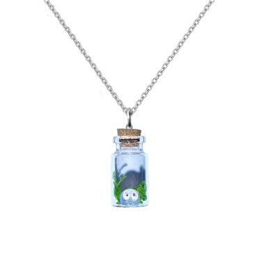 Imagem de TACBSP Colar de fantasma para mulheres e homens, colar de fantasma em uma garrafa, colar Adote um Fantasma, Halloween, minúsculo que brilha no escuro e assustador, joias divertidas de Halloween para