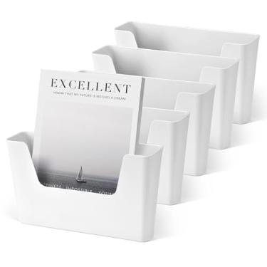 Imagem de YOHOM Pacote com 5 Organizadores de Arquivos e Correspondências para Montagem Na Parede, Sem Necessidade de Perfuração, Organizador de Parede para Pendurar Em Casa e Escritório, Qu (, Branco Pérola)