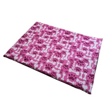 Imagem de Cama Impermeável para Cães - Colchonete estampado. (capa removível) 70x50 (Rosa ossinhos)