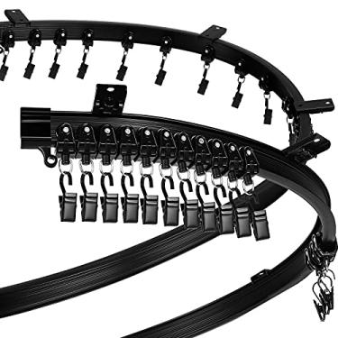 Imagem de Cortina de teto curvada, suporte dobrável para trilho de cortina, beliche, janela, divisória de quarto, flexível, reto (preto, 3 m)