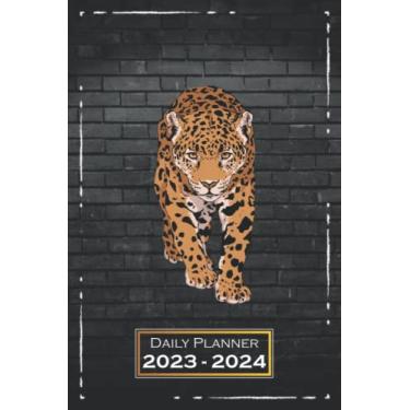 Imagem de Daily Planner 2023-2024: 6x9 inches | From Sunday to Saturday | One Week on a Double Page | Softcover | with Monthly Overview | Leopard Animals Motif | qx1