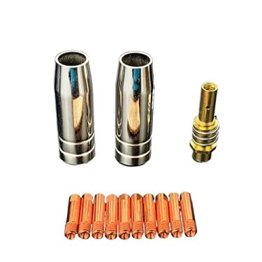 Imagem de Tocha de soldagem, 13 peças, bocal consumível de tocha de soldagem 15AK arco de argônio 0,6/0,8/1,0/1,2 mm, ponta de contato para kit de tocha de soldagem 15AK MIG (0,6 mm)