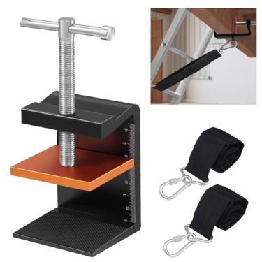 Imagem de Estabilizador de escada com alças de rack de escada, âncora de estabilidade de escada inclui alça de 5 pés e 7 m, nivelador de escada de alumínio leve, âncora segura, estável e antiderrapante