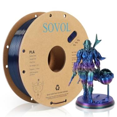 Imagem de Sovol Impressora 3D Seda Brilhante Multicolorida de Mudança Rápida Rainbow Pla 1Kg (2,2 Lbs) Carretel Materiais de Impressão 3D, Precisão Dimensional +/- 0,03 Mm, 1,75 Mm, Arco-Íris Roxo