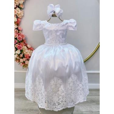 Imagem de Vestido Infantil Branco C/ Renda Realeza Casamento Festas - enjoy, 12