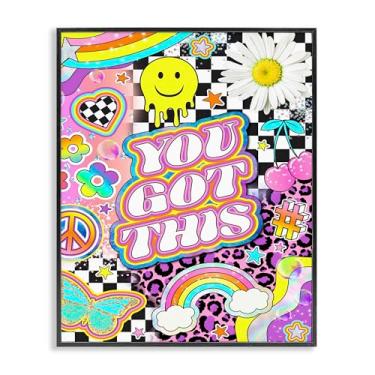 Imagem de Stupell Industries Arte de parede giclée emoldurada Groovy You Got This Collage por Jess Stempel, moldura preta, 28 x 35 cm
