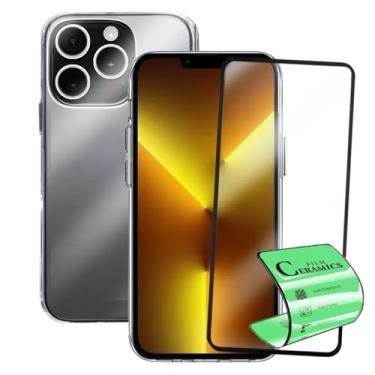 Imagem de Kit Capa Capinha Clear Case Space Compatível iPhone 13 Pro Max e Película Premium 9D Cerâmica