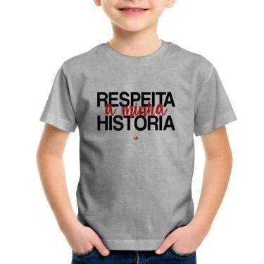 Imagem de Camiseta Infantil Respeita a minha História - Foca na Moda, Cinza, 10