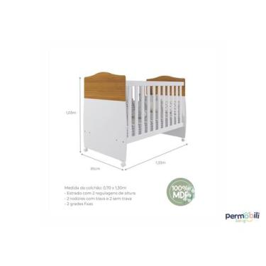 Imagem de Berço Permobili Conforto Americano mini cama MDF, Branco Nature